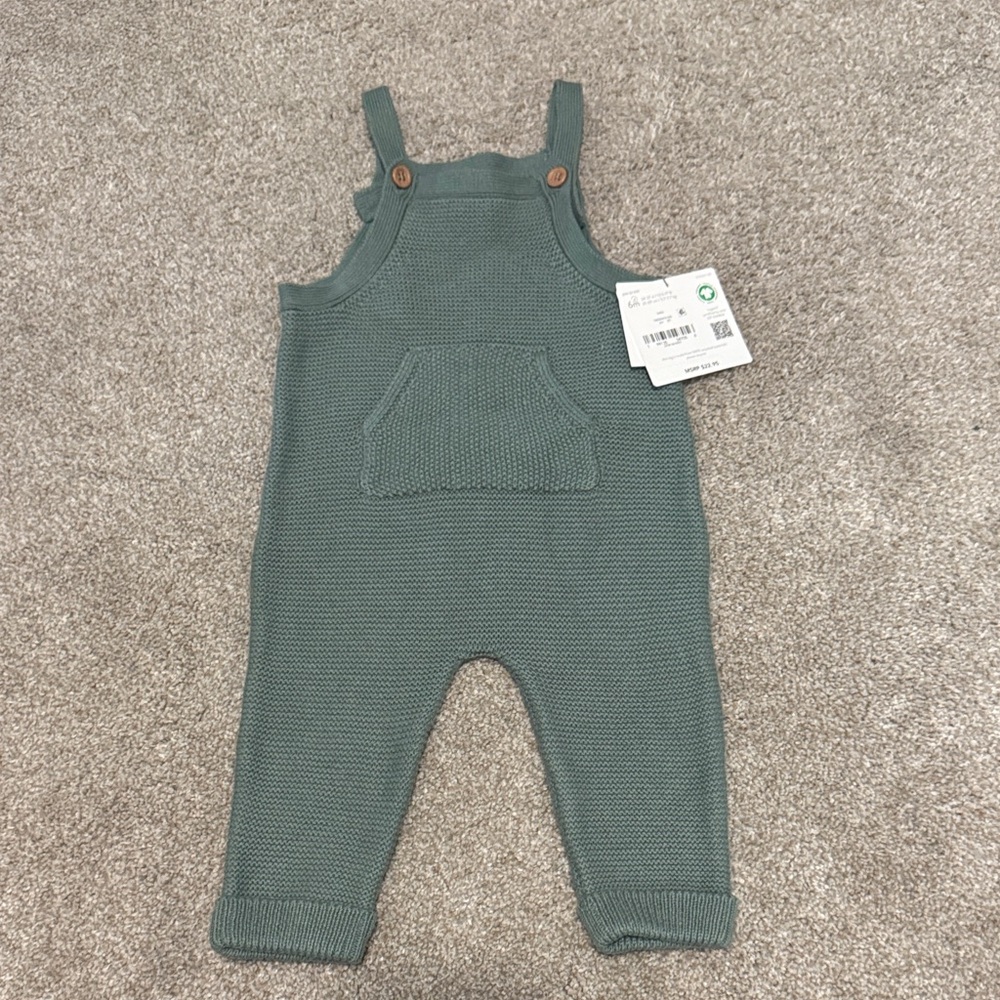Little Planet Baby Knit Overalls/Romper in Green